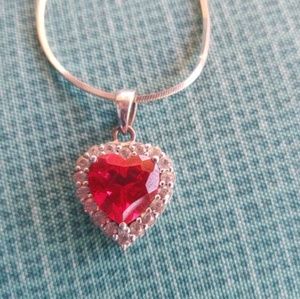 Ruby and White Topez Necklace